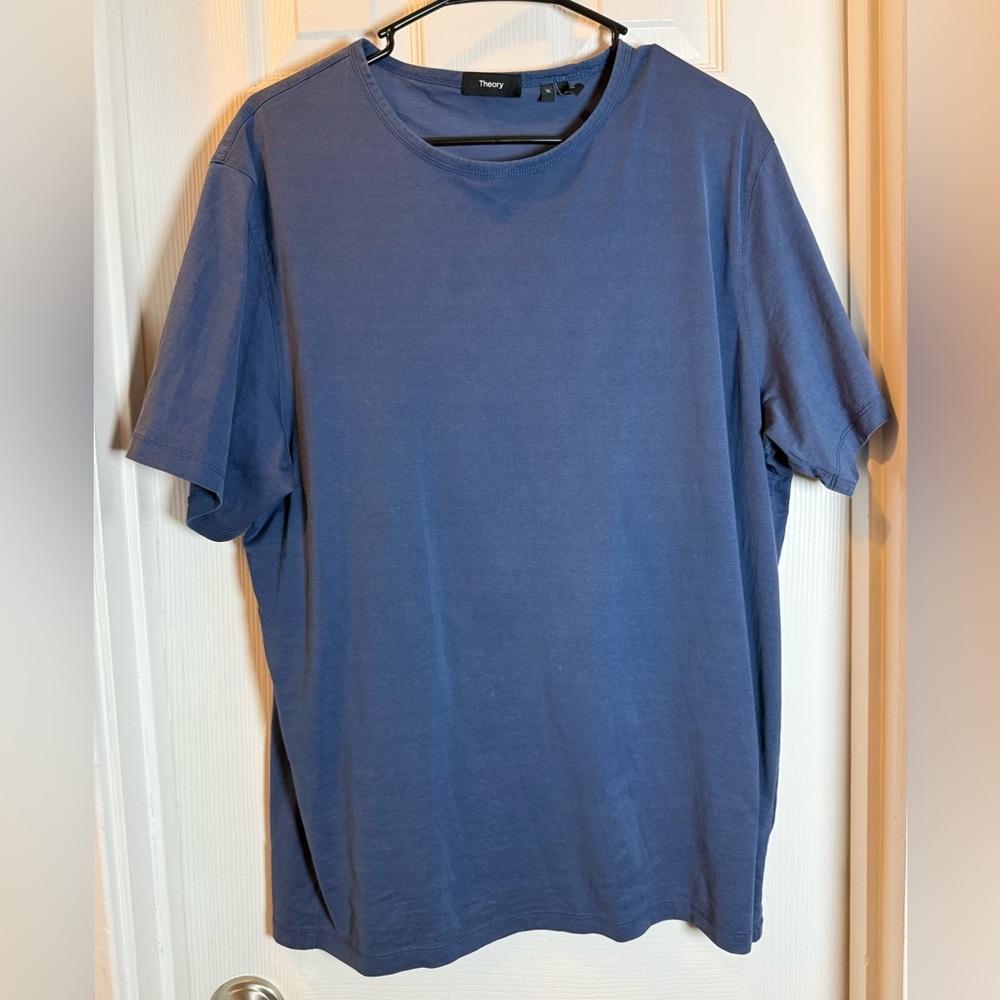 Theory Precise Luxe Men’s Slate Blue Short Sleeve Tee 💯% Cotton Quiet Luxury